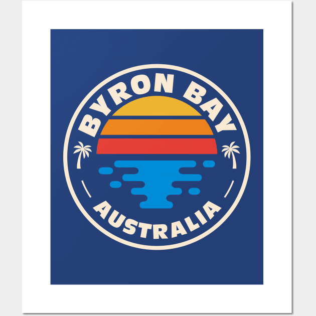 Retro Byron Bay Australia Vintage Surfing Beach Emblem Wall Art by Now Boarding